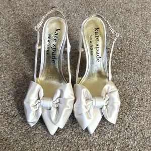 Never Worn Kate Spade Sheela Satin Ivory Slingback Heels/Pumps Size 8.5